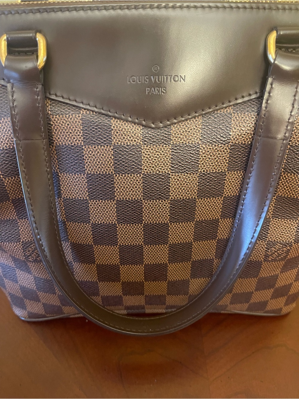 Pre-loved Damier authentic LOUIS VUITTON Checkerboard Brown Tote Handbag w/COA - Picture 7 of 11